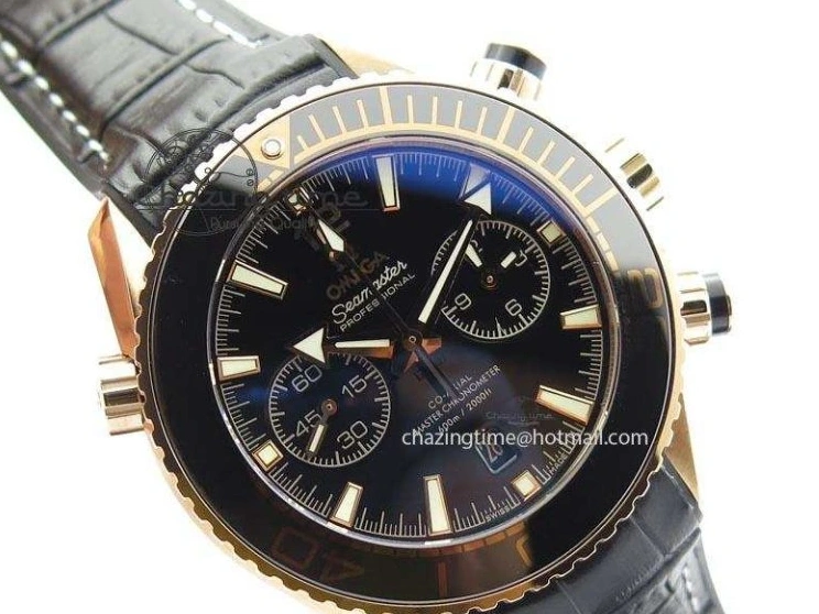 0326 Breathable Seamaster Professional Chrono RG Black Ceramic Black Dial On Black Gummy Strap A 8214